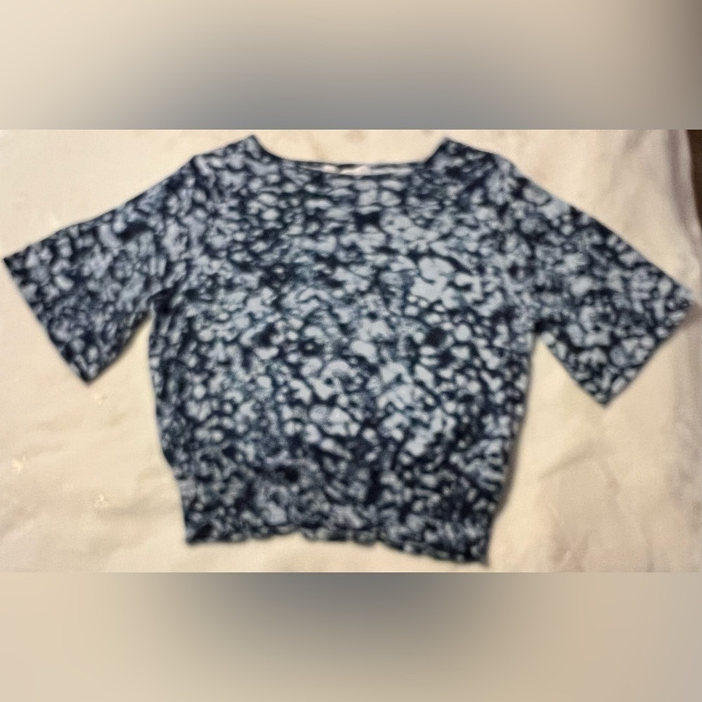 Michael Kors Blue Tie Dye Print Women's PS Top, Elastic Waist -GUC - Picture 5 of 8